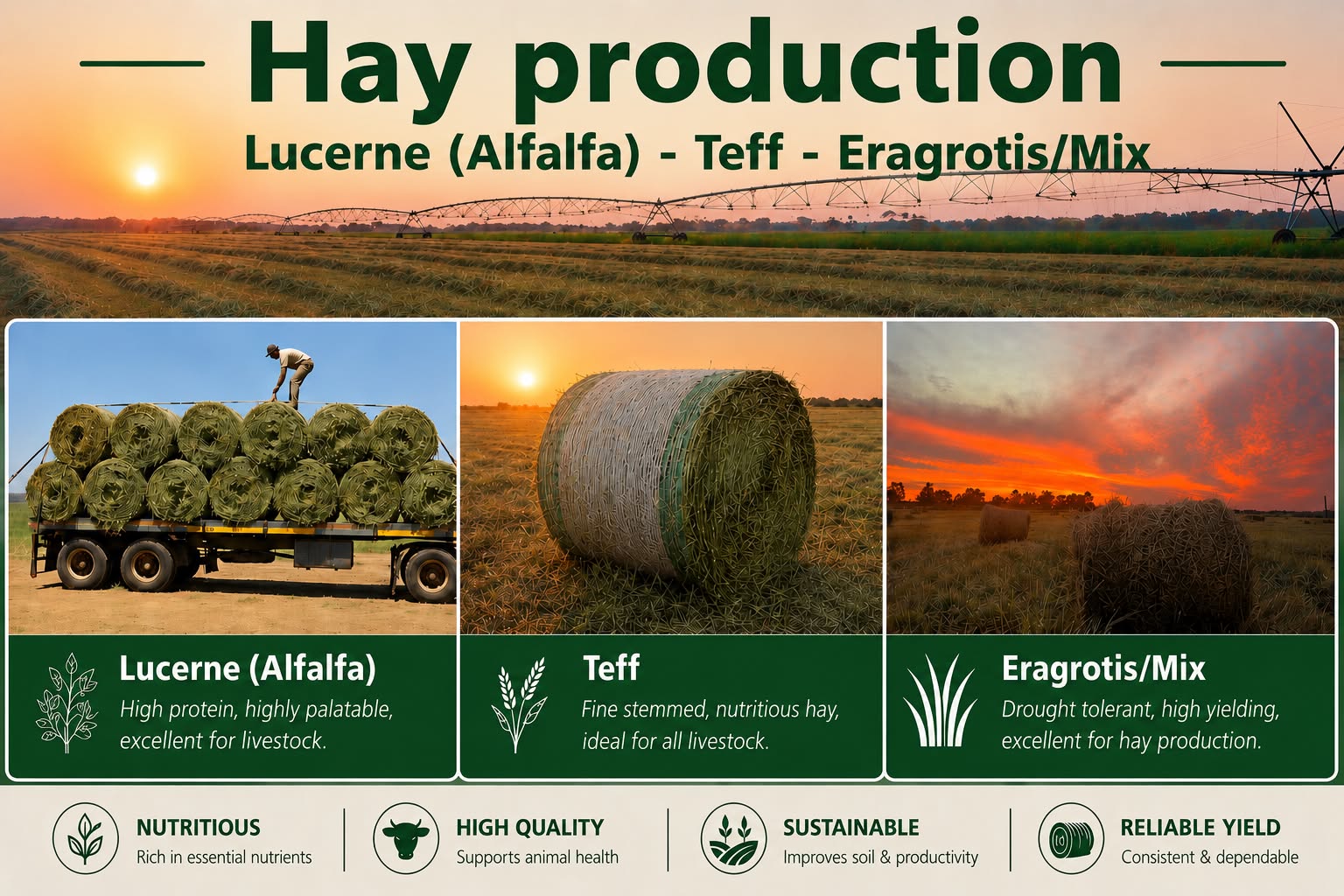 Hay Production — Lucerne, Teff & Eragrostis / Mix — Riverside Ranch